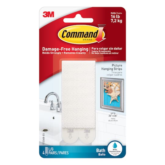 12 Packs: 4 ct. (48 total) Command&#x2122; White Large Bath Picture Hanging Strips